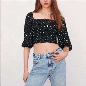 3/30 Deal Zara crop black and white polka dot top